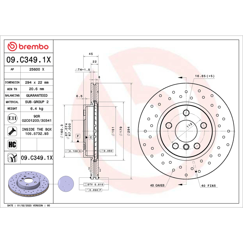 BMW 1 Series Brake Rotor (1) - Front - Brembo OE - Premium Xtra Cross Drilled UV Coated - `01-`17 BMW 1 Series Brake Rotor (1) - Front - Brembo OE - Premium Xtra Cross Drilled UV Coated - `01-`17